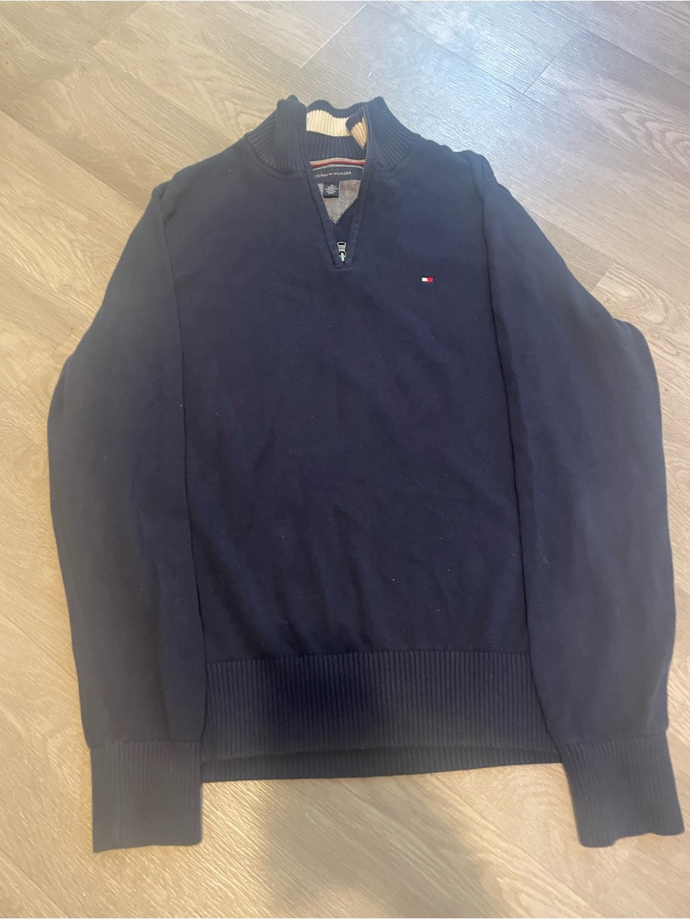 Tommy Hilfiger Men’s Navy Half-Zip Pullover Sweater Preppy